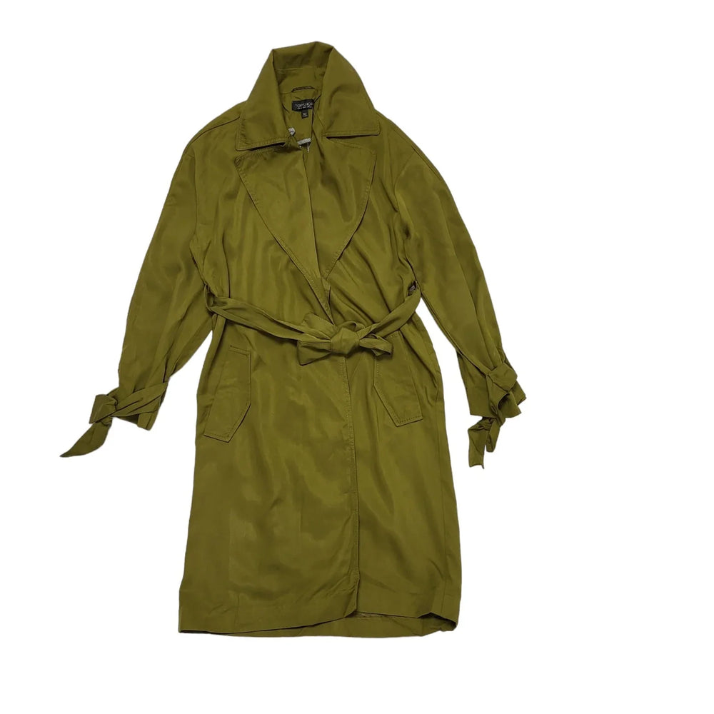Topshop Metallic Green Wrap Belt Mac Trenchcoat Coat Women's UKS 8 BNWT K908