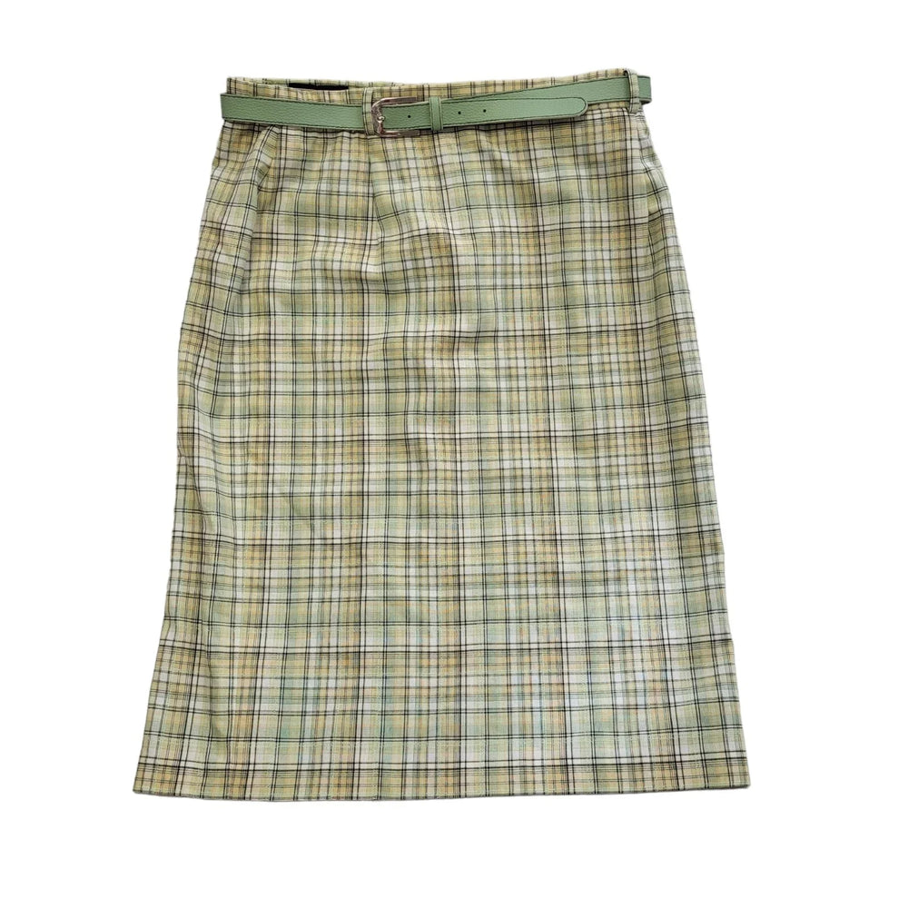 Straven Vintage 80's Green Checked Midi Skirt Womens UK Size 14 W32