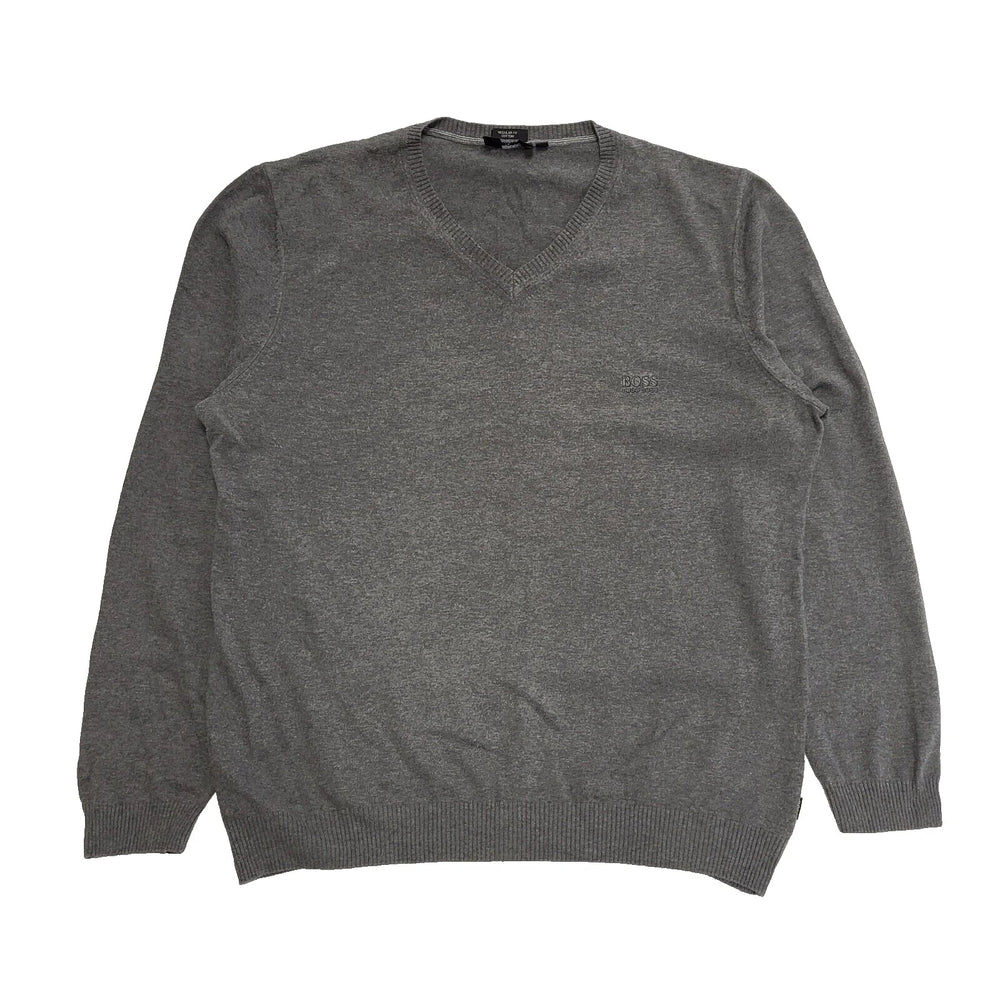 Hugo Boss Grey Long Sleeve V-Neck Casual Jumper Men's UK L EU 54 K364