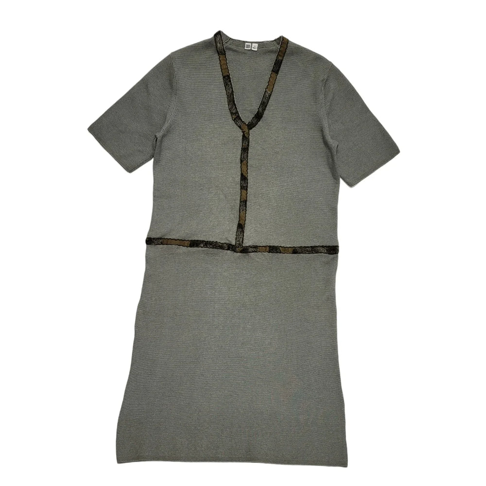Uniqlo Green Short Sleeve V -Neck Stretch Formal Dress Women's 10 M EU 38 H476
