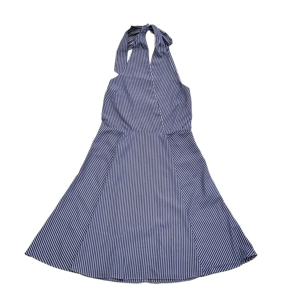 QED London Blue White V-Neck Sleeveless Dress Uk Women's Size 10 Bnwt DD123