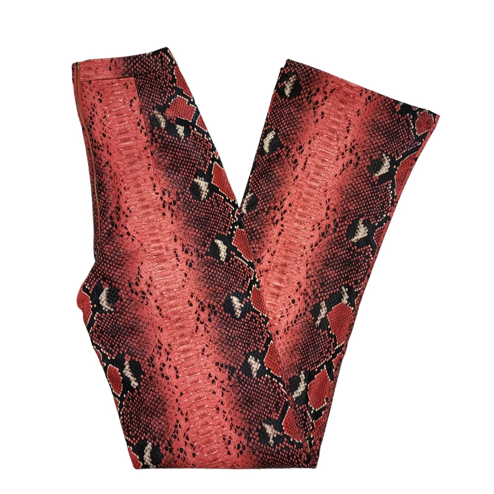 Oh Polly Pink Animal Print Bootcut Trousers Women's Size 4 W22 L32 DD898