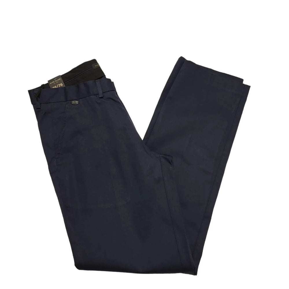 River Island Navy Blue Zipper Fly Dress Trousers UK Men's S W30 L30 BNWT BB464