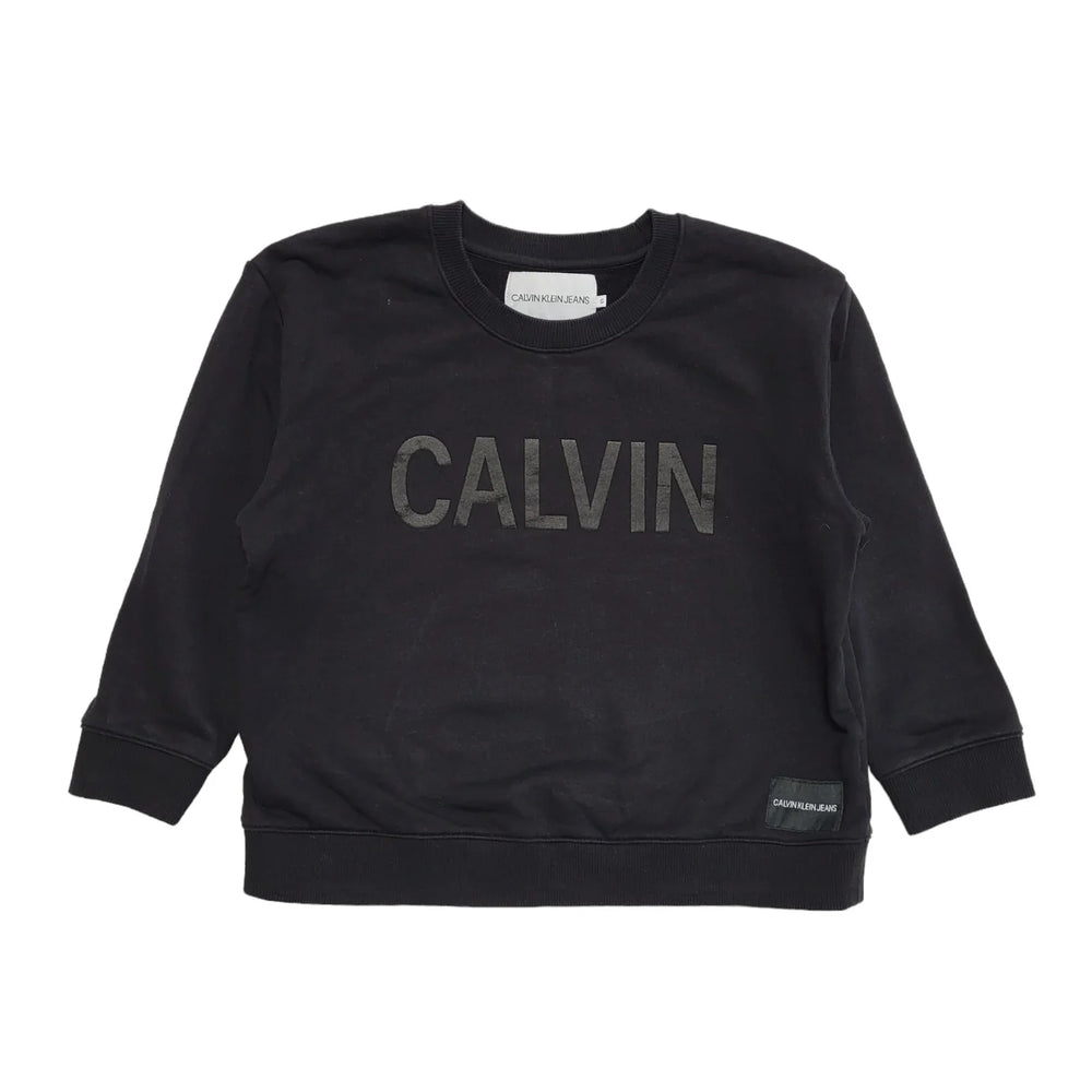 Calvin Klein Black Round Neck Cropped Sweatshirt Uk Girl's Size Small DD959