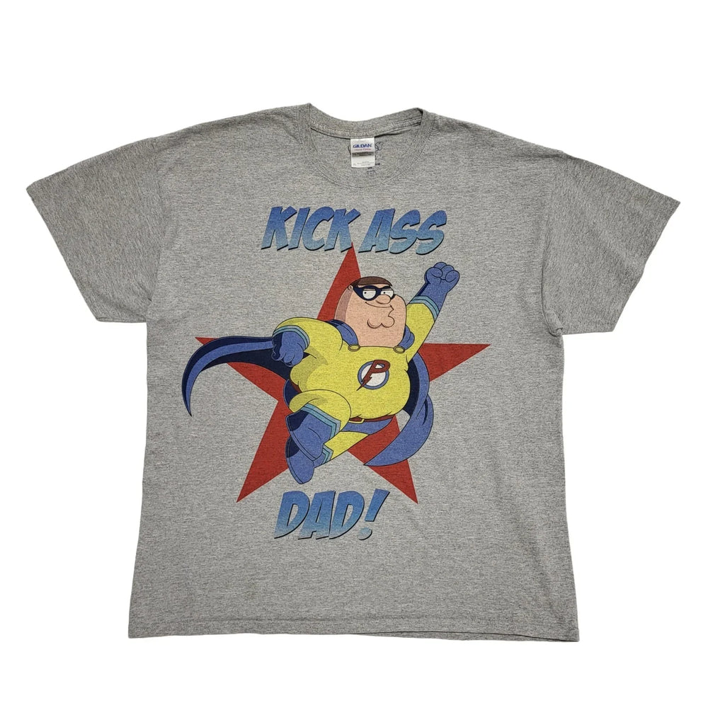 Gildan Vintage Y2K Grey Kick Ass Family Guy T-Shirt Uk Men's Size XL
