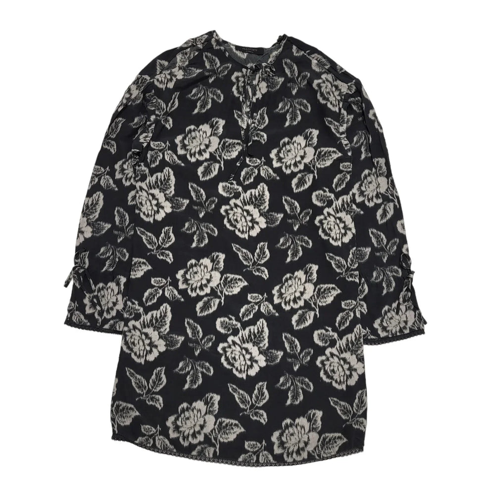 Allsaints Aster Kasuri Dress Black Floral Casual Dress UK Women's XS Bnwt H752