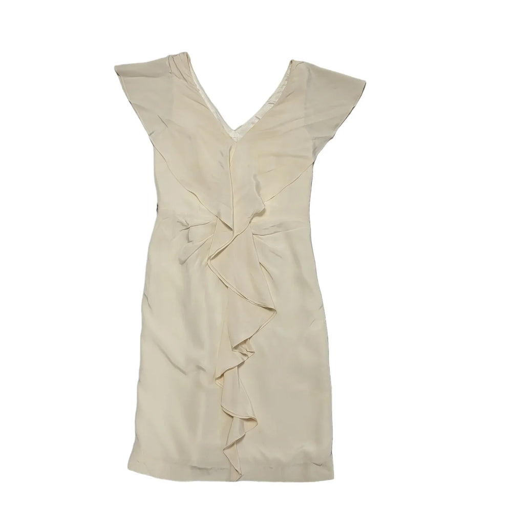 Coast Freyja Cream Frill Summer Silk Dress Women's BNWT UK L 12 K914