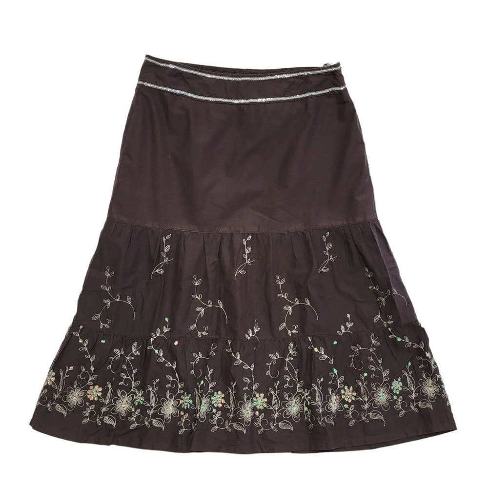 Sixth Sense Brown Vintage Y2K Pleated Skirt Uk Women's Size 14 W32