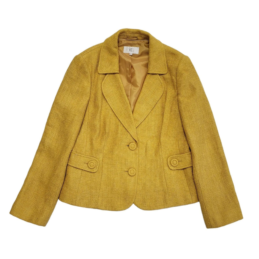 CC Vintage 90s Yellow Viscose Blend Jacket Uk Women's Size 14