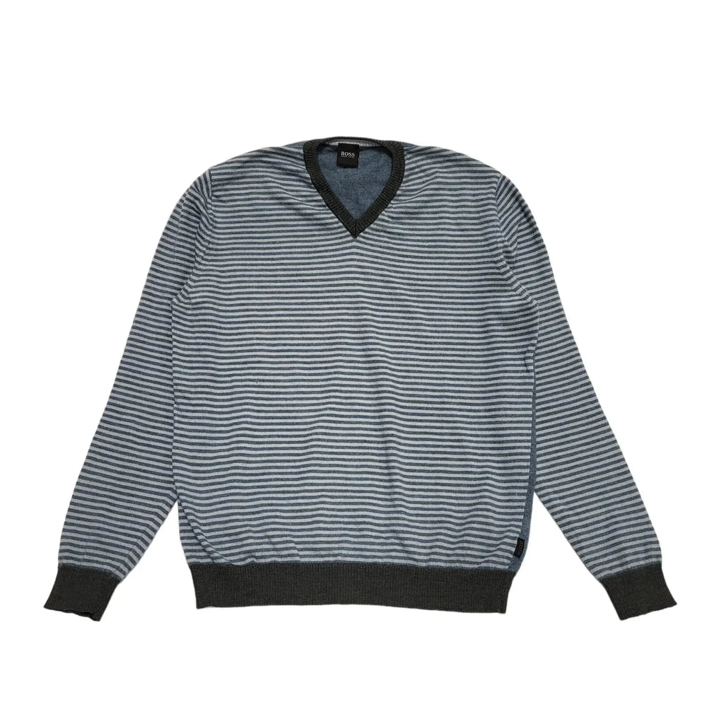 Hugo Boss Blue Wool Long Sleeve Crew Neck Jumper Uk Men's Size M CC401
