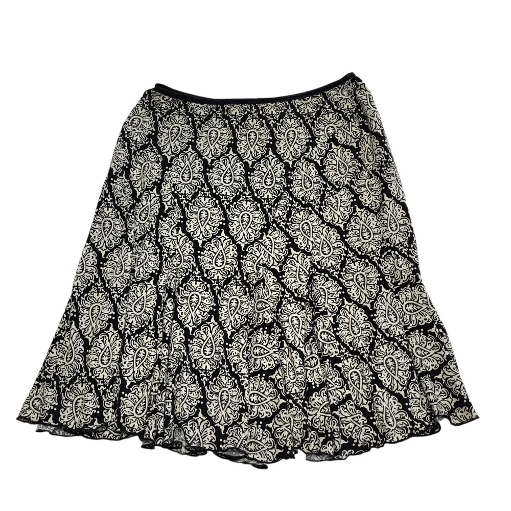 Joseph Ribhoff Black White Paisley Pattern Ruffle Skirt Uk Women's 14 L684
