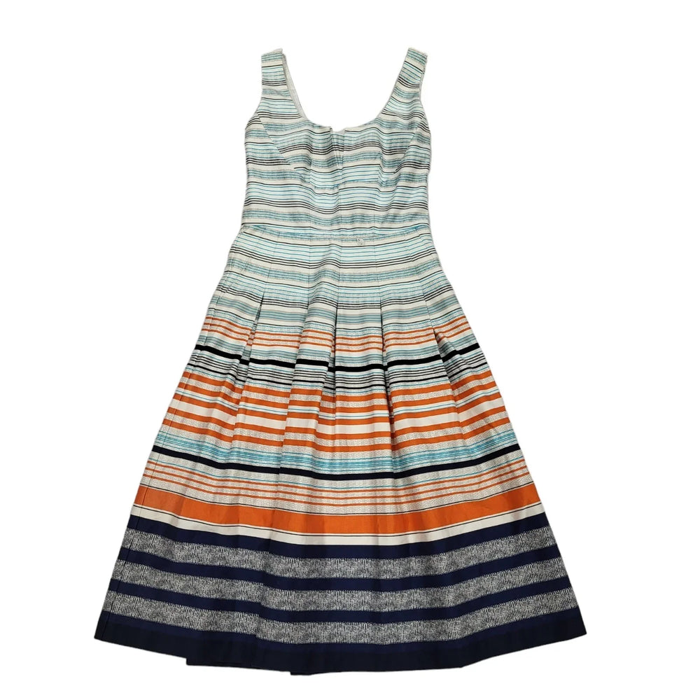Jasper Conran White Blue Striped Sleeveless Casual Dress Uk Women's Size 8 BB973