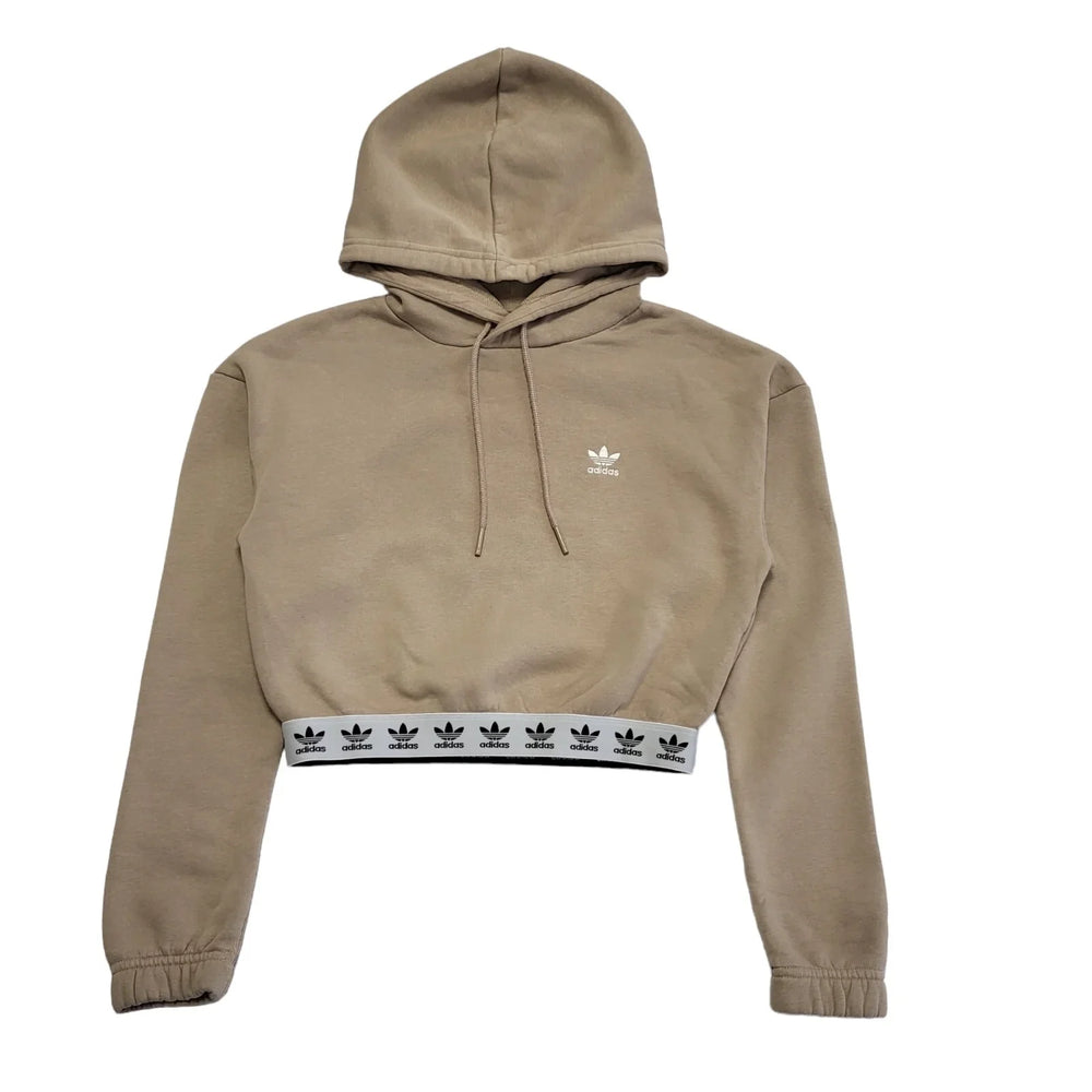 Adidas Beige Cropped Drawstring Sweatshirt Hoodie UK Women's 8-10 BB750