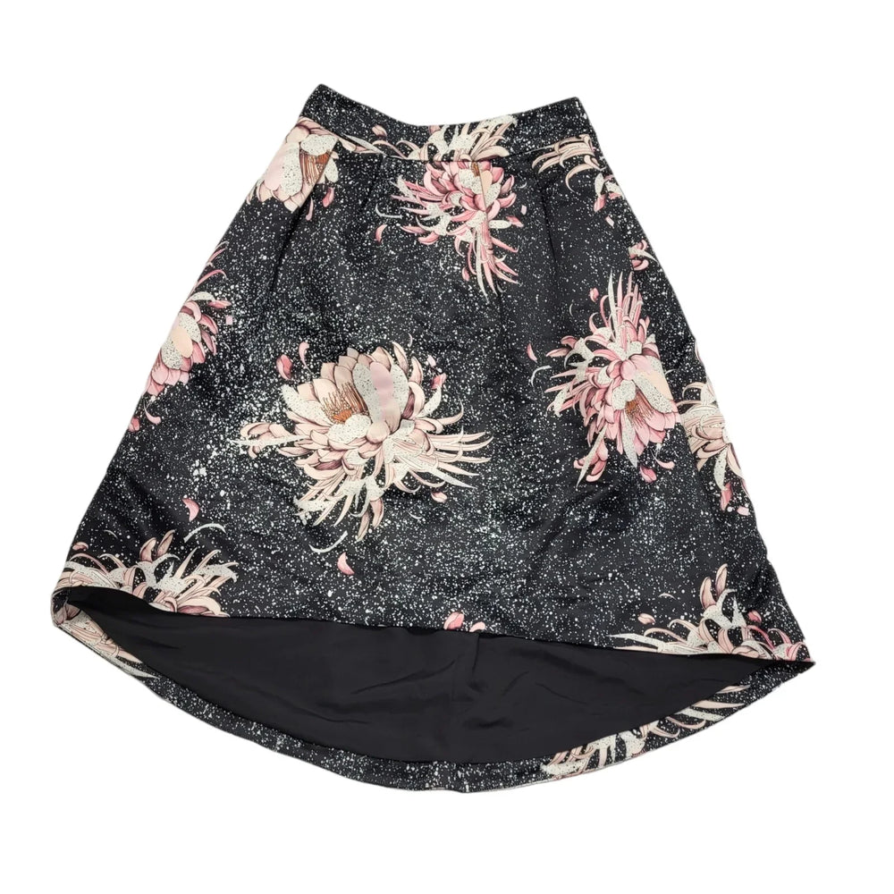 Next Black & Pink Floral High-Low Skirt BNWT Womens UK Size 12 W30 CC329