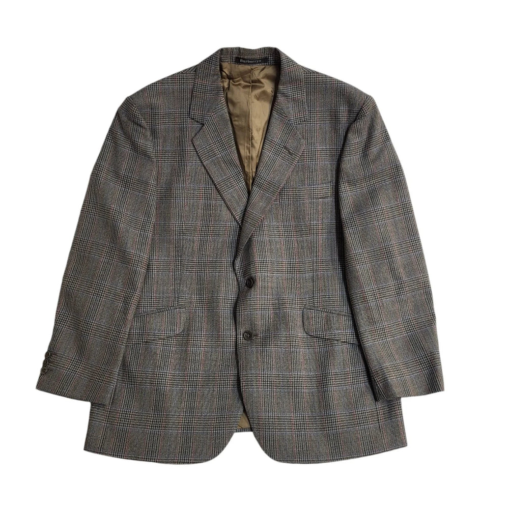 Burberrys Vintage 80s Brown Plaid Suit Jacket Uk Men's Size L 42" FF55