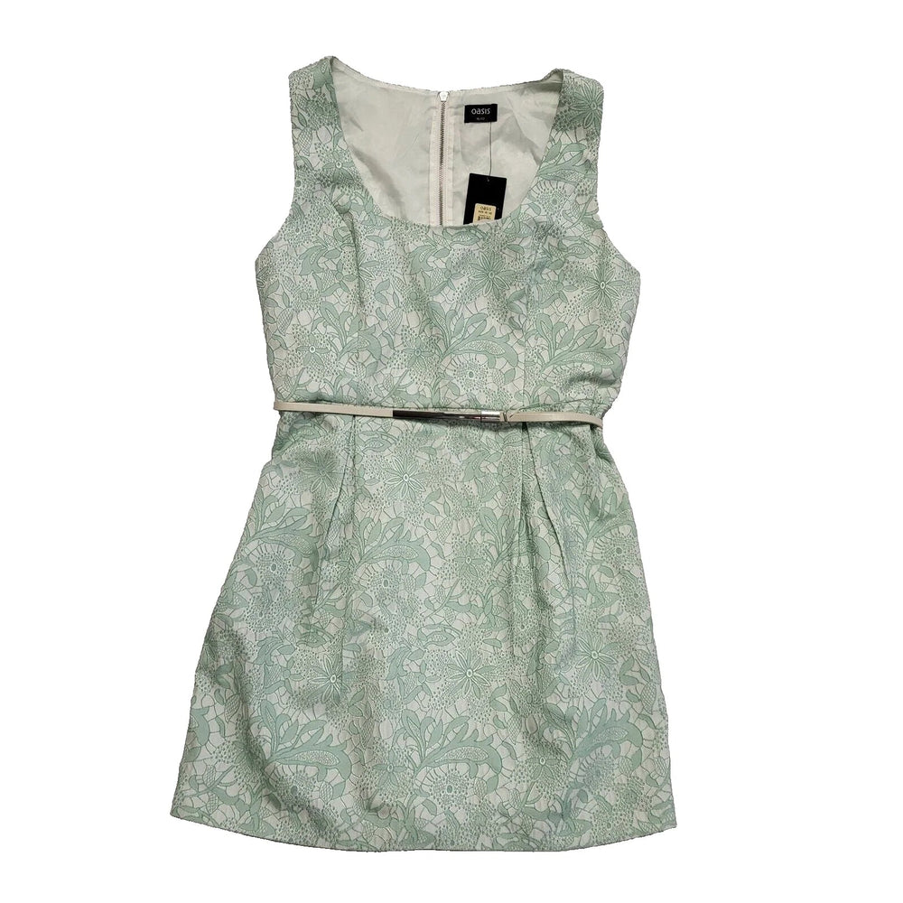 Oasis Green White Floral Formal Pencil Dress Uk Women's 2XL 16 Bnwt L317
