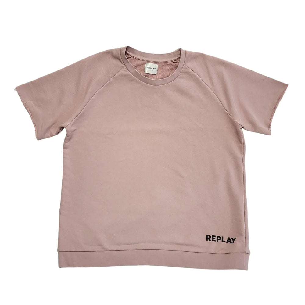 Replay Pink Sweatshirt Short Sleeve Round Neck Womens Size 3XL DD609