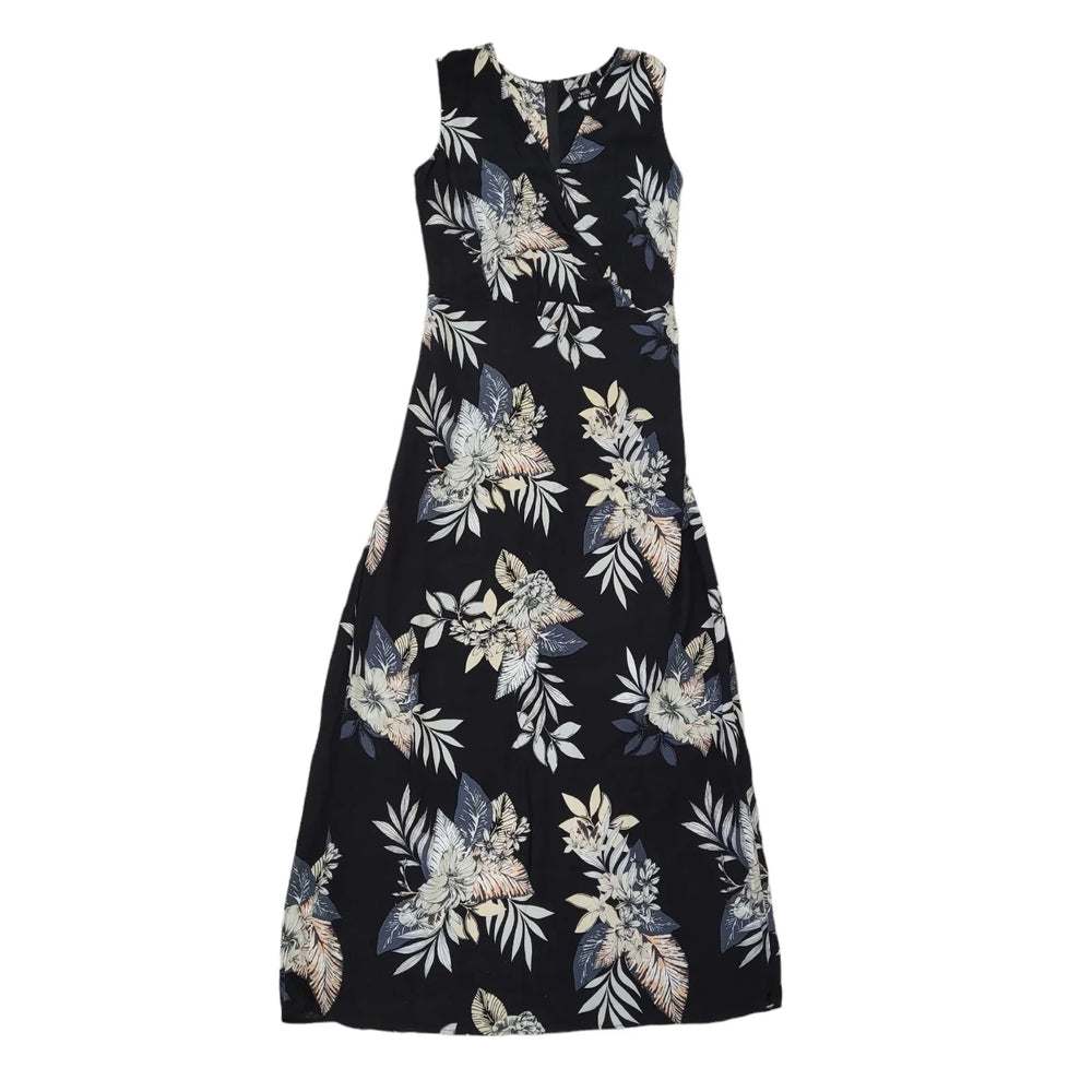 Wallis Black Floral Sleeveless Wrap Dress Uk Women's Size 16 Bnwt DD121