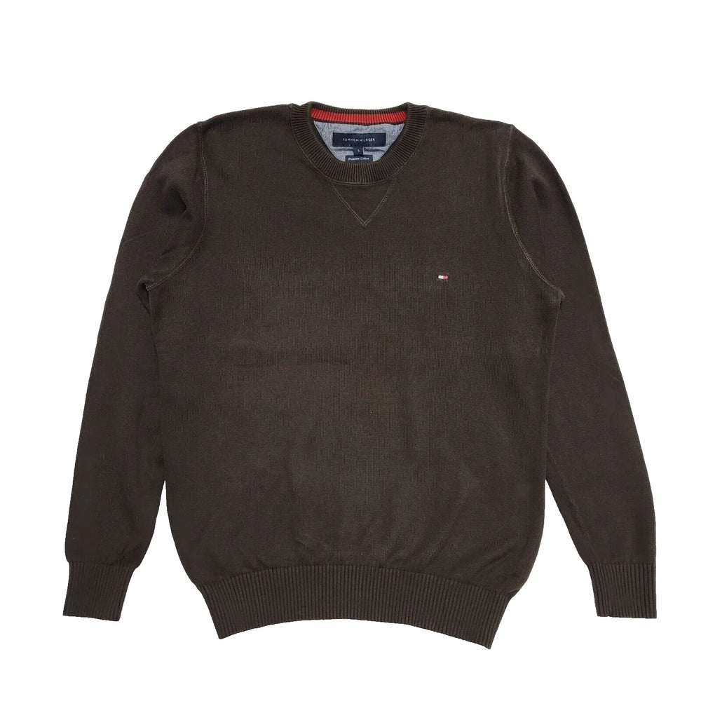 Tommy Hilfiger Brown Crew Neck Cotton Jumper Men's Size S K991