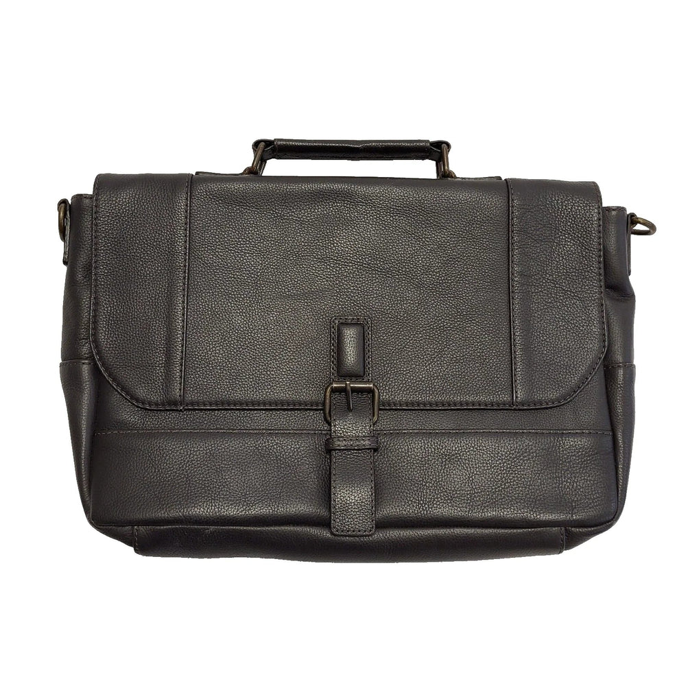 Unisex Brown Leather Shoulder Strap Laptop Bag H857