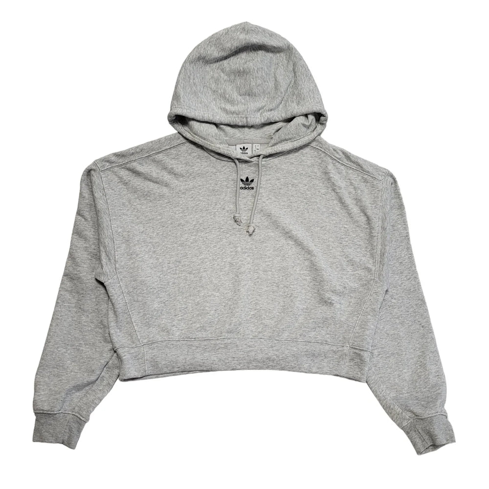 Adidas Grey Cropped Sports Hoodie Drawstring Womens UK Size 12 DD605