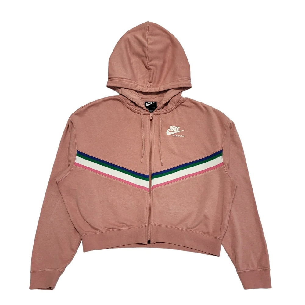 Nike Pink Sports Hoodie Full Zip Cropped Womens UK Size S CC744