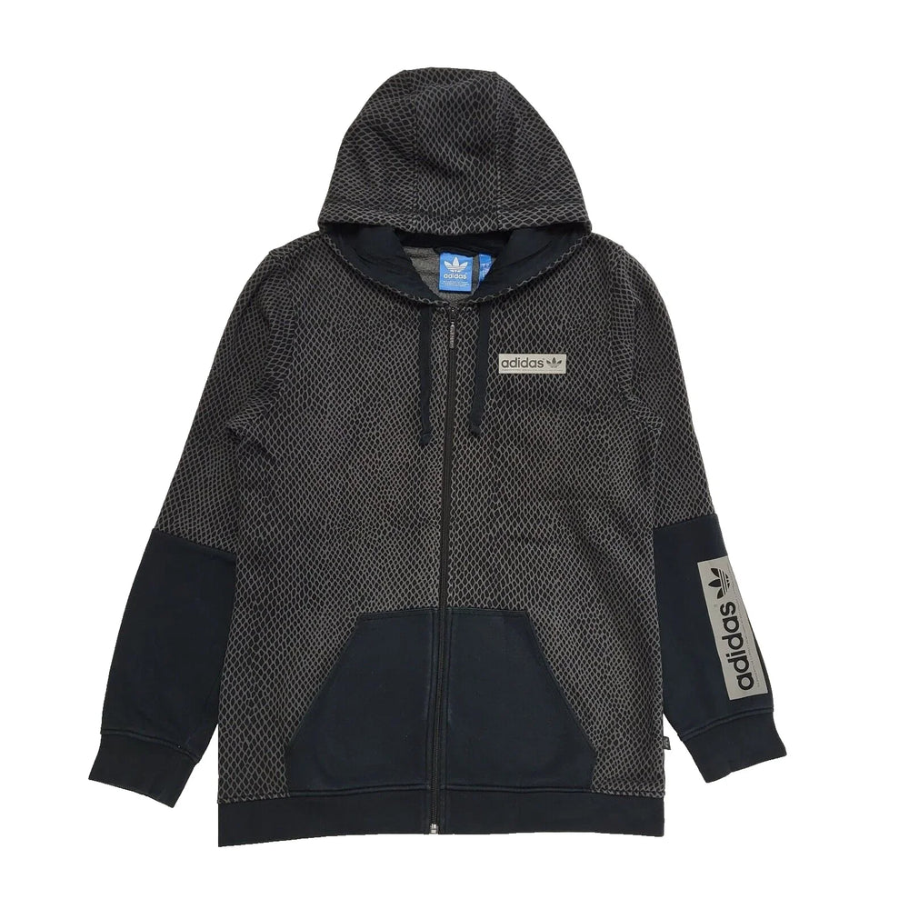 Adidas Snake Skin Print Black Zipped Sweatshirt Hoodie Uk Men's Medium L430