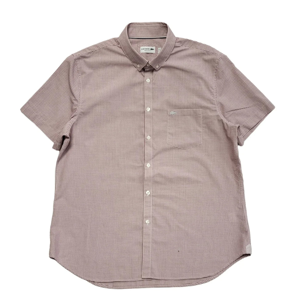 Lacoste Pink & White Check Short Sleeve Shirt Uk Men's Large EE45