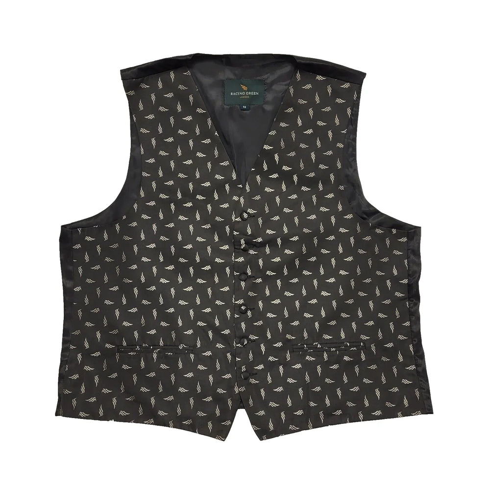 Racing Green Waistcoat Black Button Regular Fit Men's uk 2XL L280