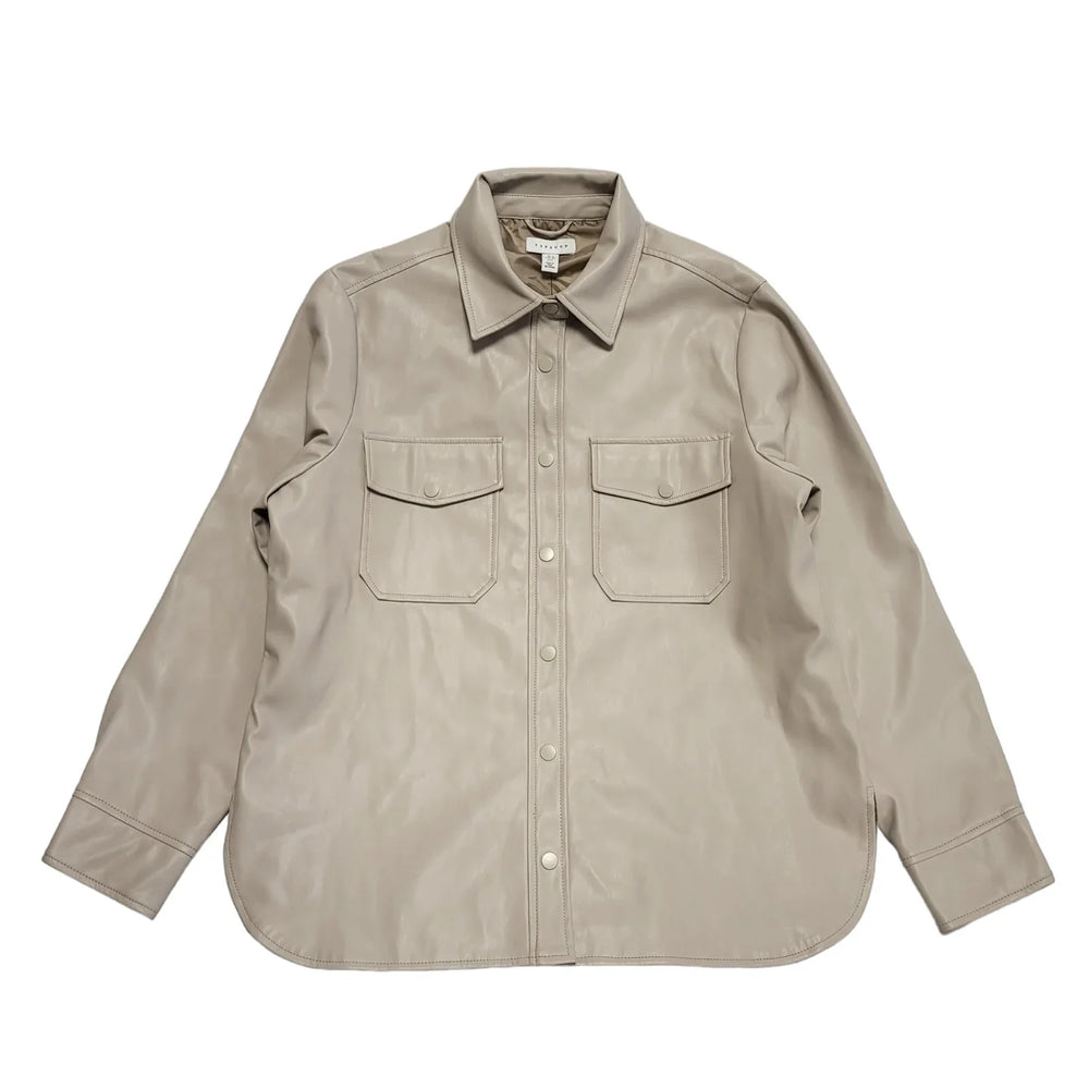 Topshop Beige Faux Leather Snap Fasten Jacket Uk Women's 12 Bnwt BB215