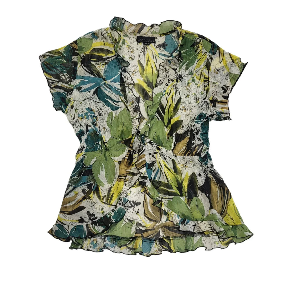 Antonino Philosophy Y2K semi sheer blouse with lettuce hem details Women's Uk 12