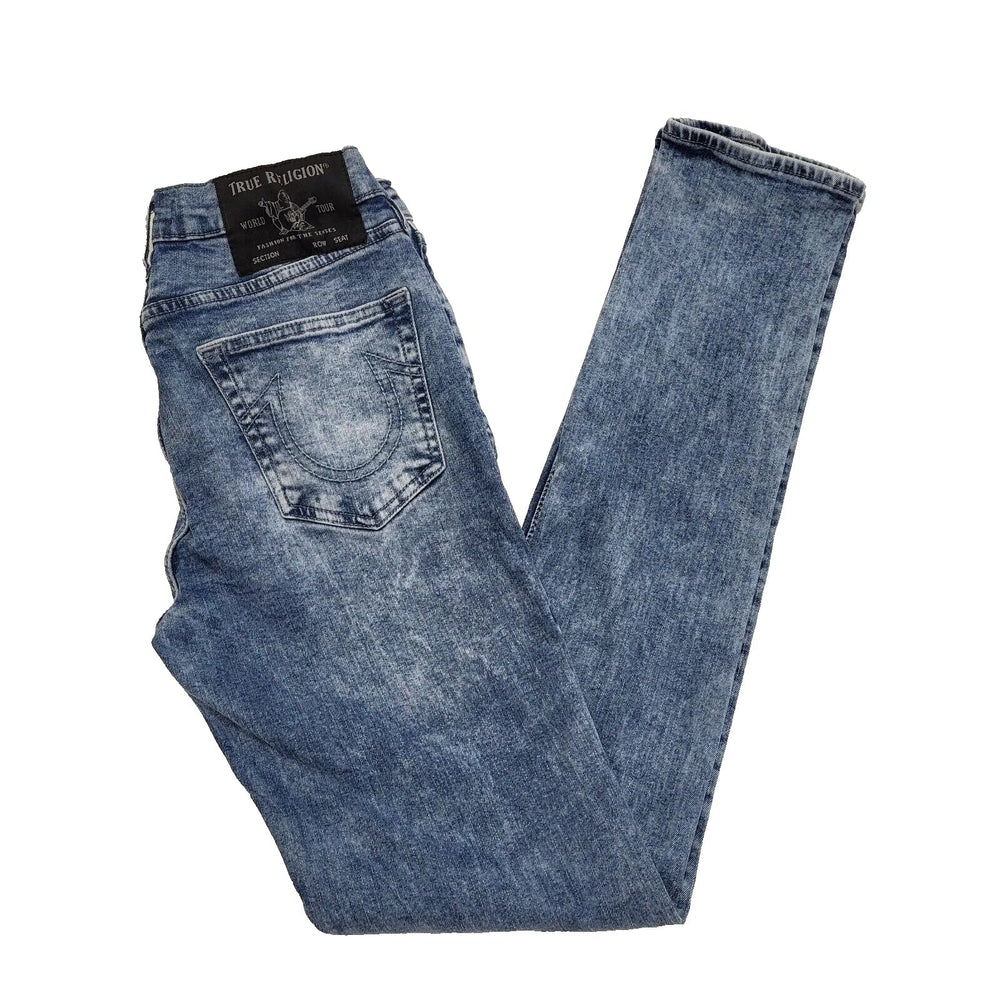 True Religion Rocco Bleached Blue Skinny Denim Jeans Uk Men's XS W28 L33 L145