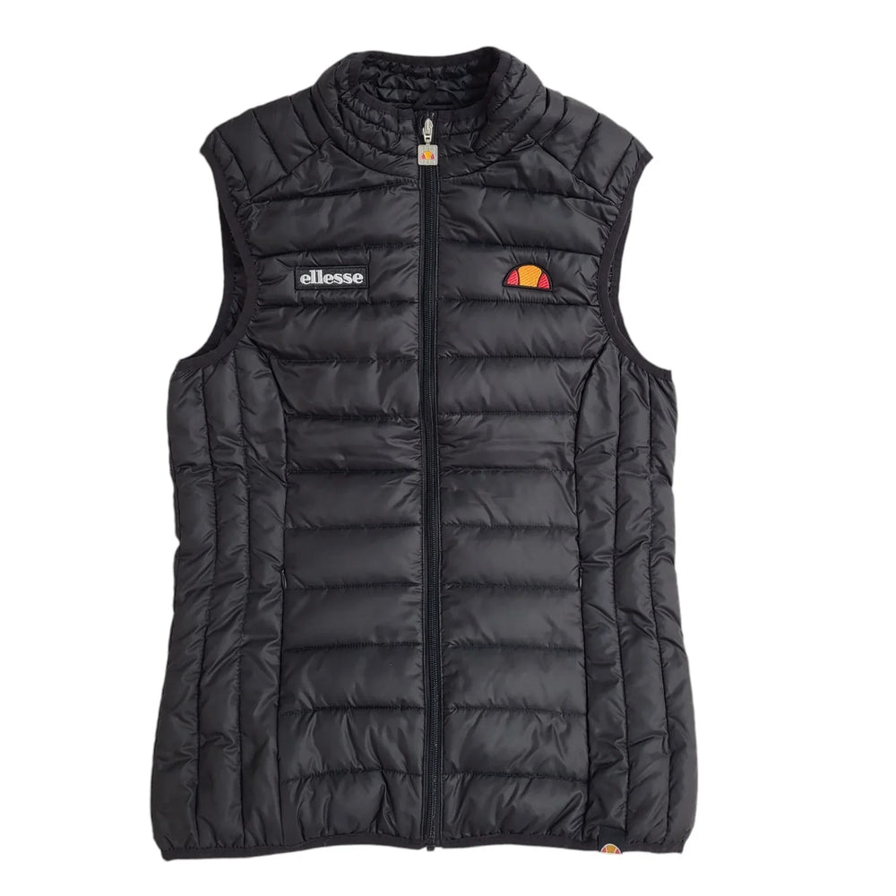 Ellesse Black Zipped Quilted Gilet Uk Women's Size 10 EE461