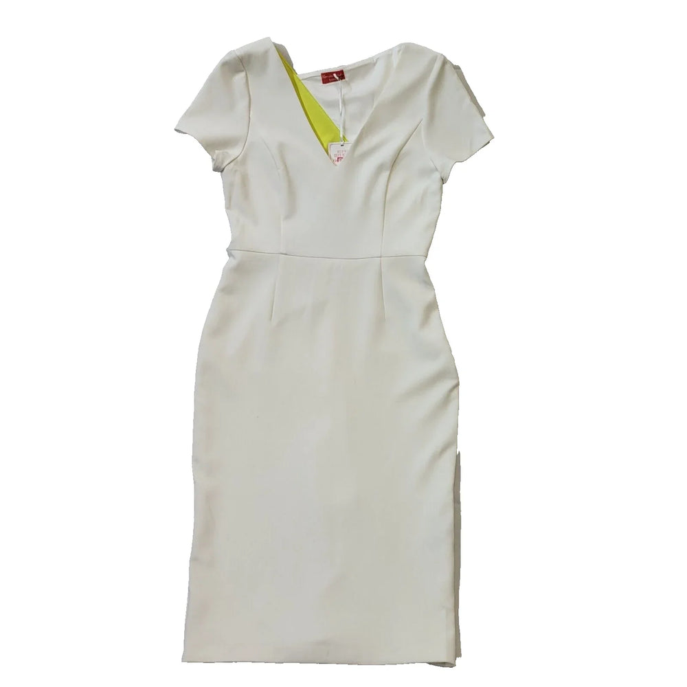 Wonderland White Yellow Bodycon Evening Formal Dress Women's UK 10 BNWT H910