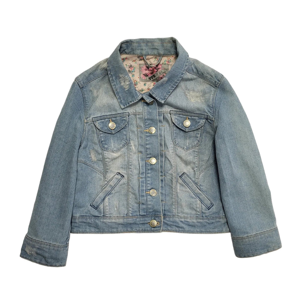 New Look Vintage 90 Y2K Light Blue Button Up Denim Jacket Women's UK Size 16