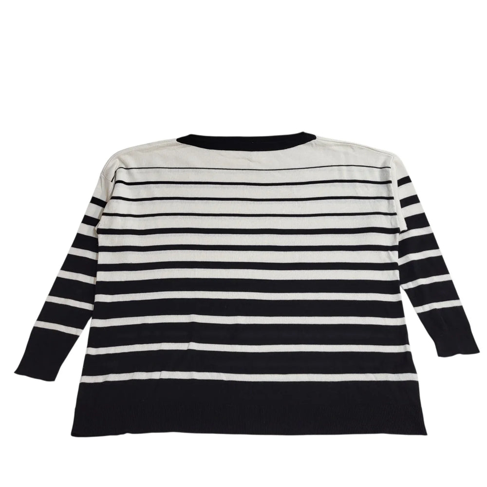 Ralph Lauren Jumper Vintage White Black Boat Neck (Usa L) Women's Uk Size 16