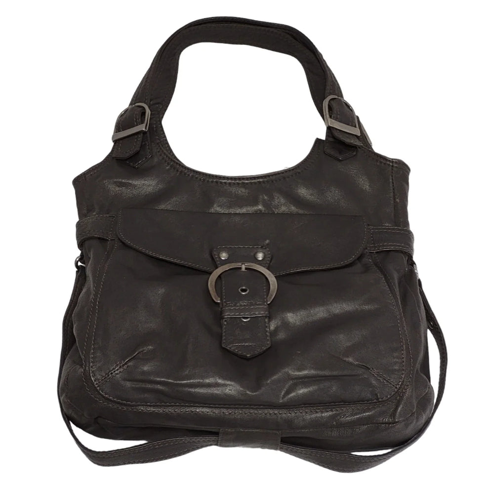 Ted Baker Brown Clasp Leather Medium Hand Bag Uk Women's Size 13.5" x 13.5"