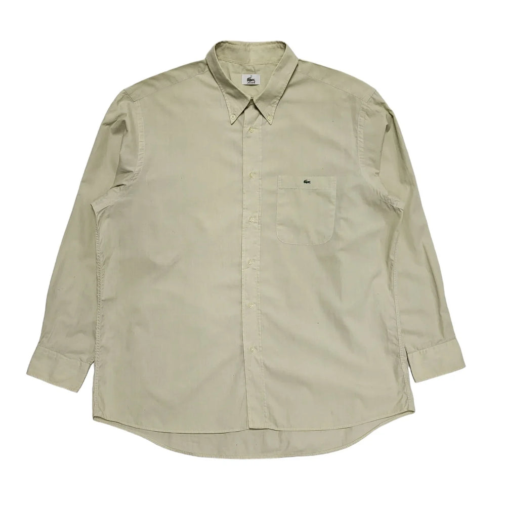 Lacoste Vintage Y2K Green Regular Fit Long Sleeve Shirt Mens UK Size XL