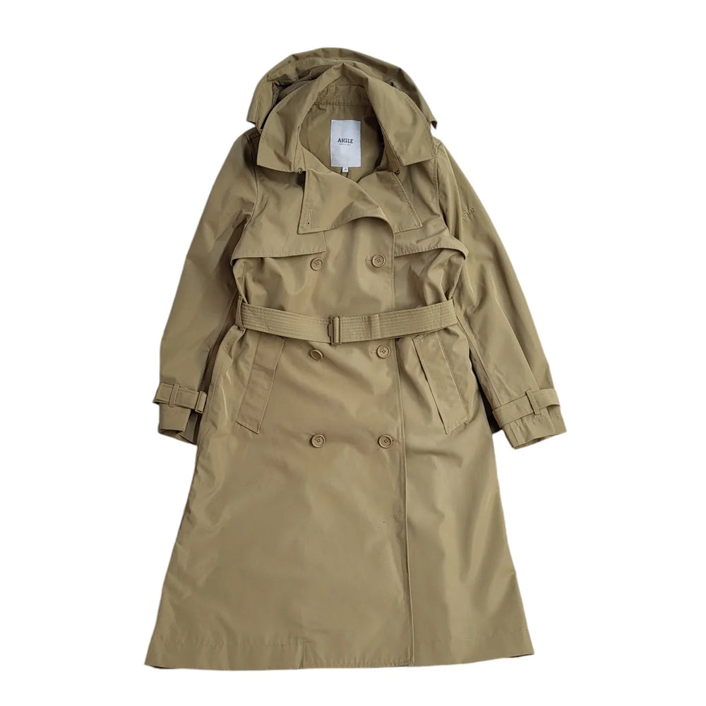 Aigle Beige Hooded Belted Trench Coat Mac Coat BNWT UK Women's 8 EE627