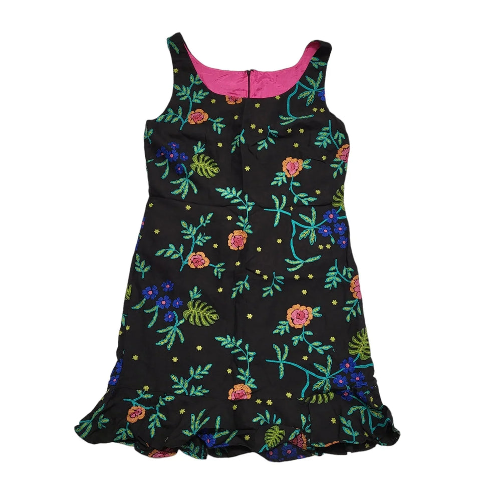 East Lifestyle Black Floral Print Summer Dress UK Women's L 14-16 K499