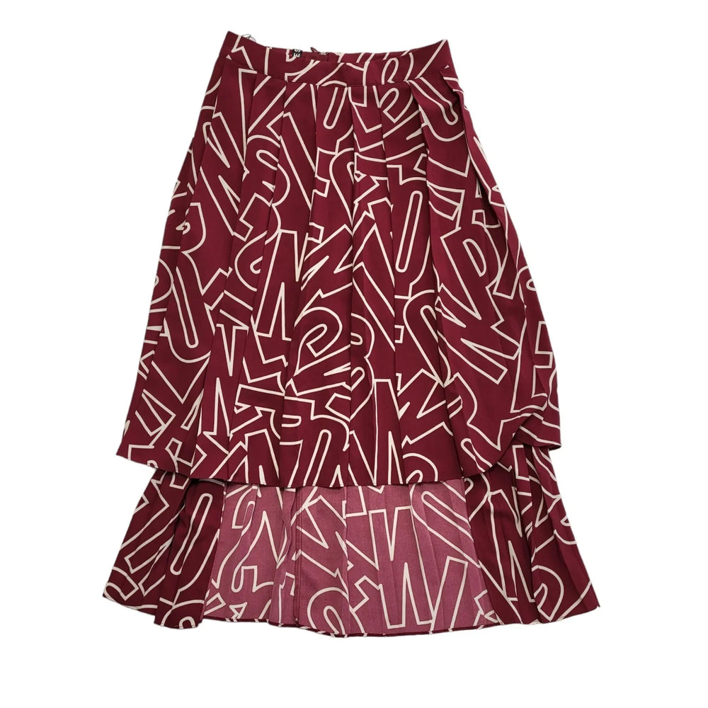Palones Red & White Asymmetric Pleated Skirt UK Women's M W28 Bnwt CC456