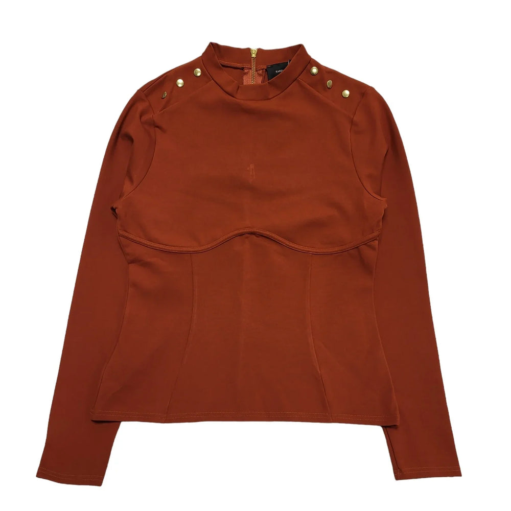 Karen Miller Orange Long Shoulder Seamed Ponte Top UK Women's XL 14 Bnwt K609