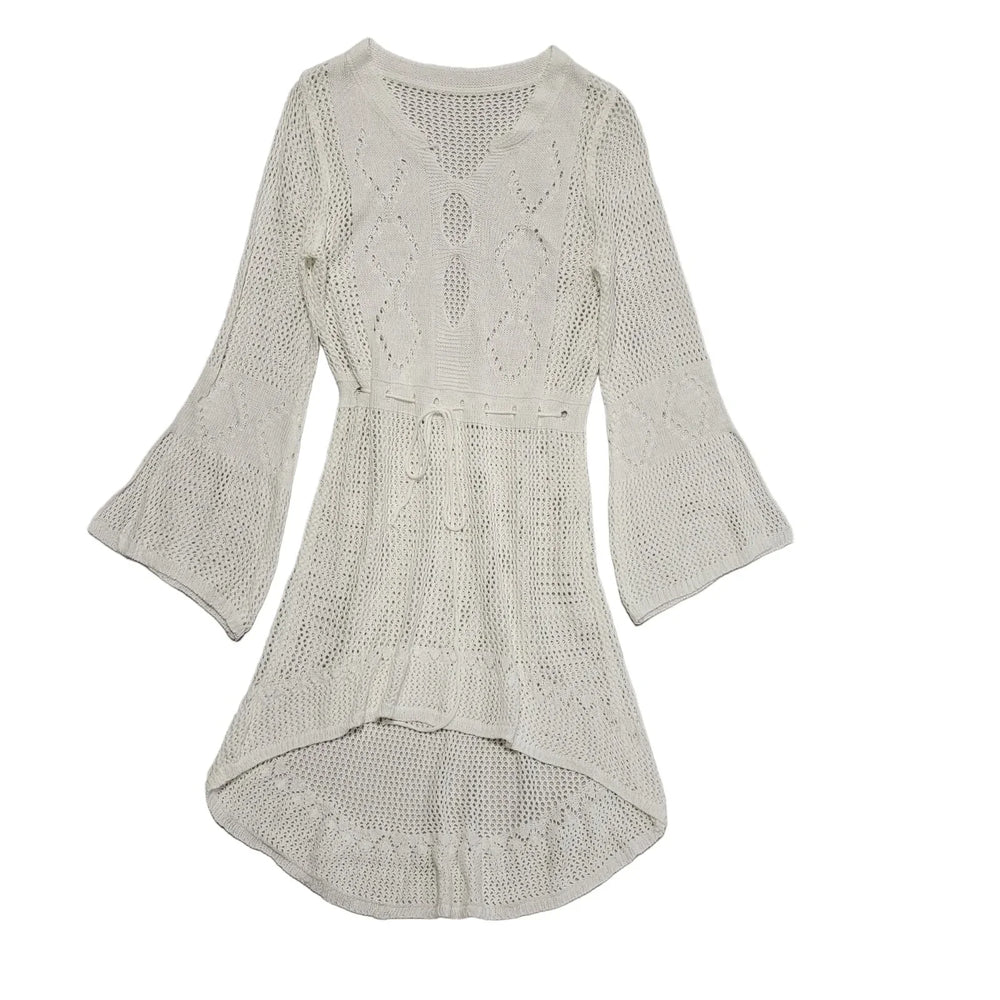Vintage Y2k White Long Sleeve Daywear Dress Uk Women's Size 12