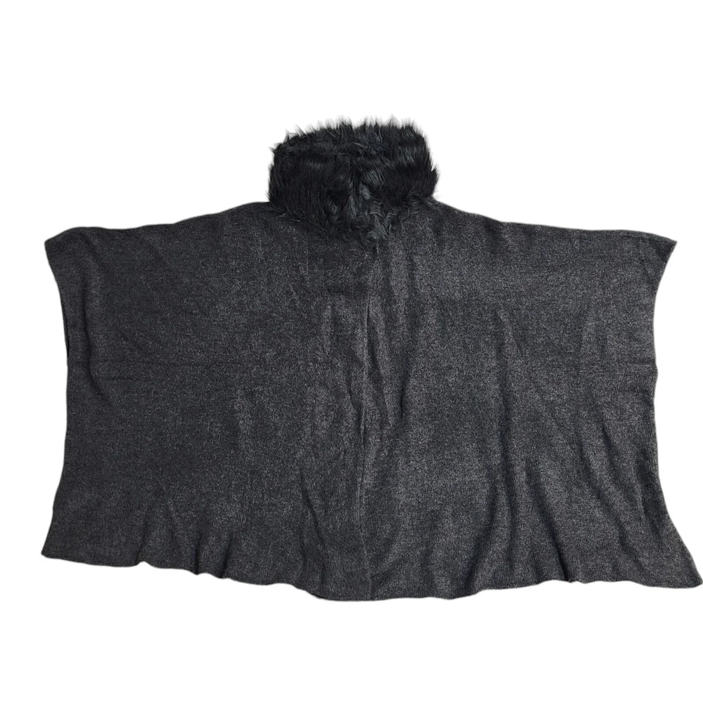Marks and Spencer Grey Faux Fur Trim Poncho Women's BNWT UK One Size FF72