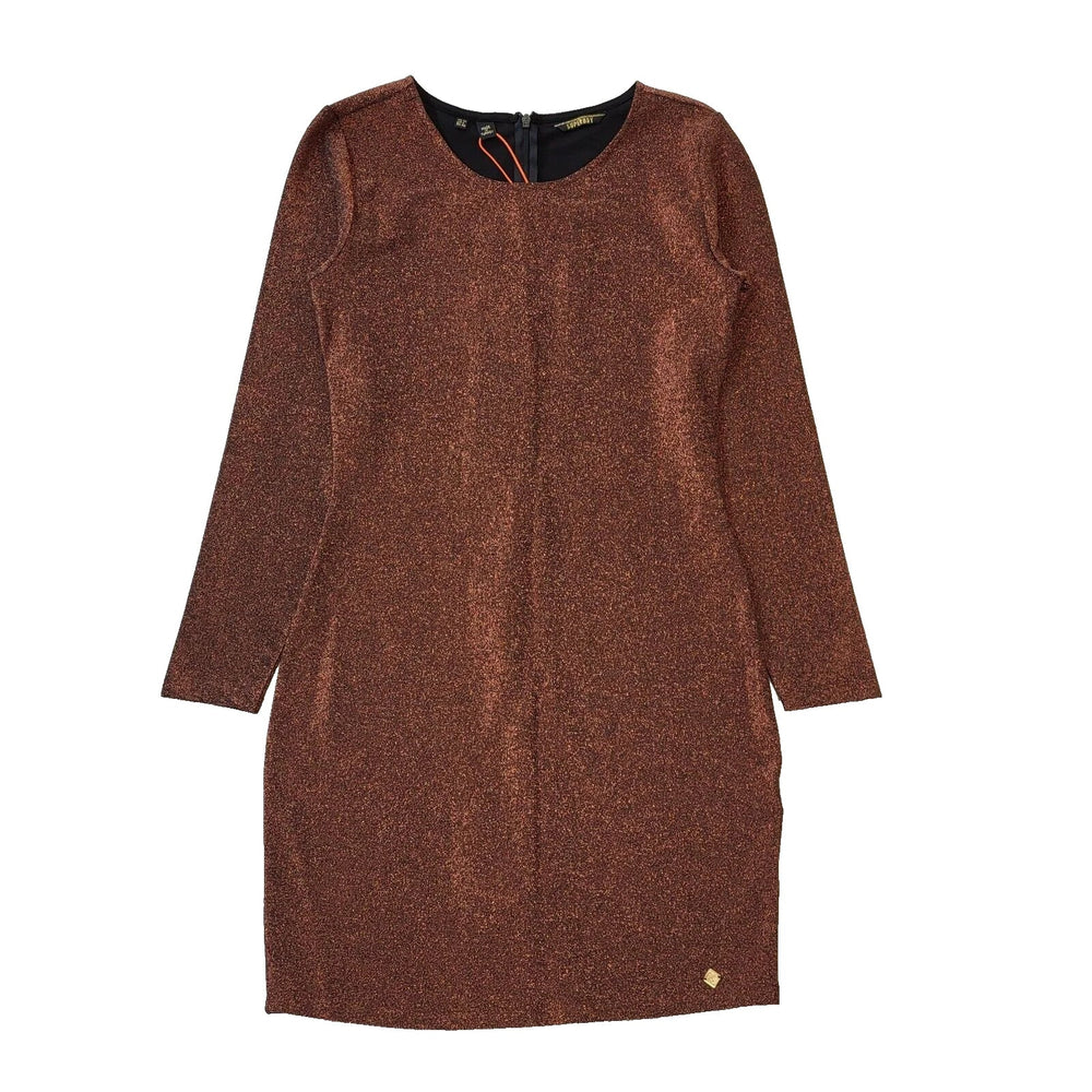 Superdry Brown Gold Bodycon Evening Formal Dress Women's UK 12 BNWT H809