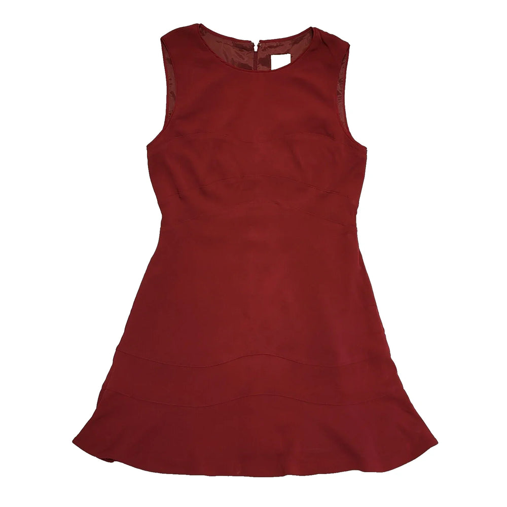 Reiss Red Sleeveless Ruffle Skater Dress Uk Women's XL 14 Bnwt L298