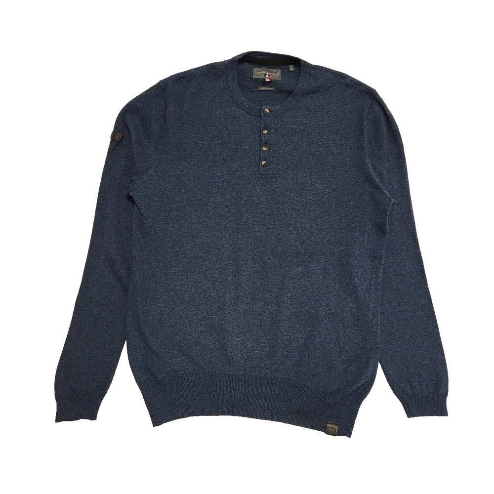Superdry Sartorial Blue L/Sleeve Knit 1/4 Button Jumper UK Men's XL K114
