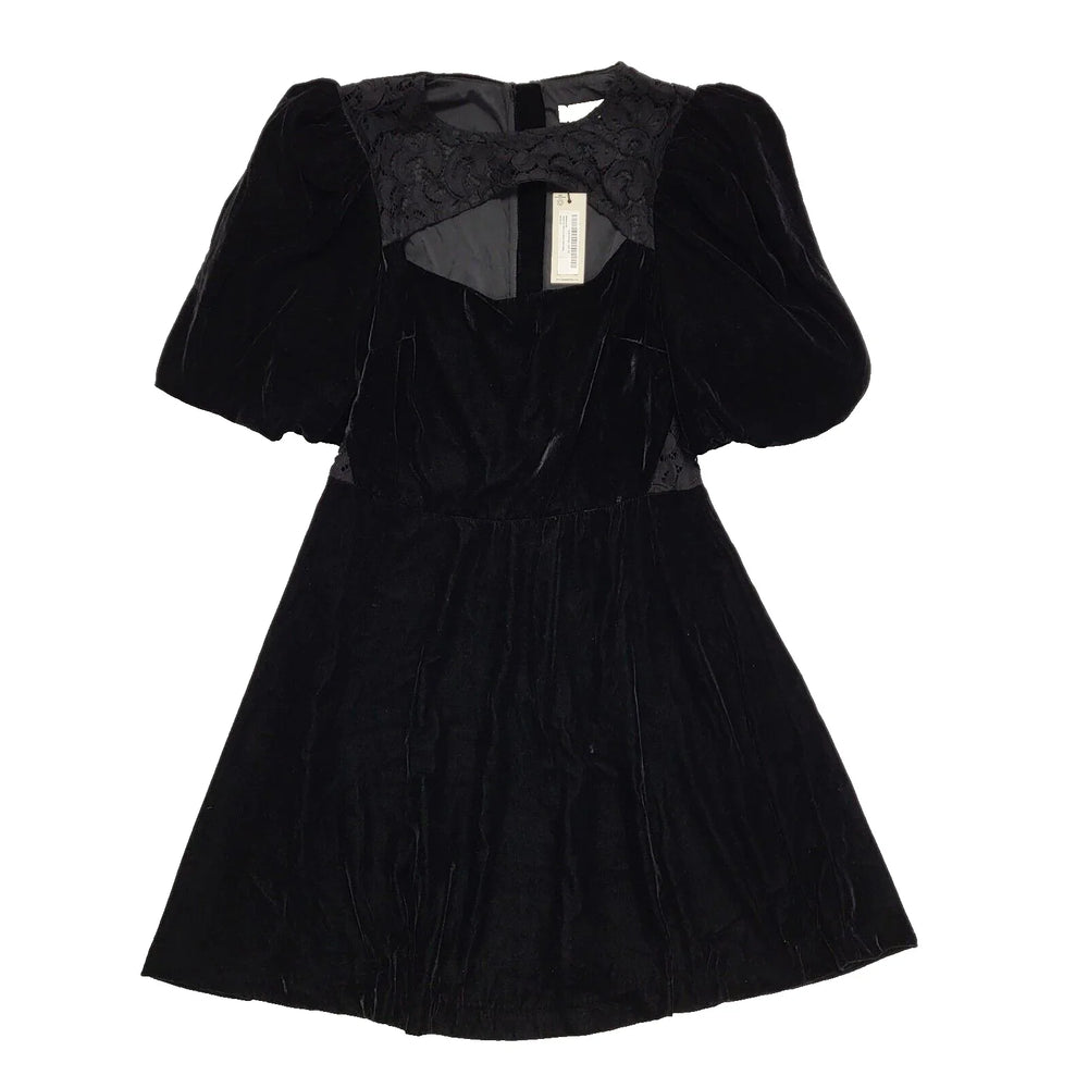 Oasis Velvet Cut Out Lace Detail Mini Dress Uk Women's 14 Bnwt CC993