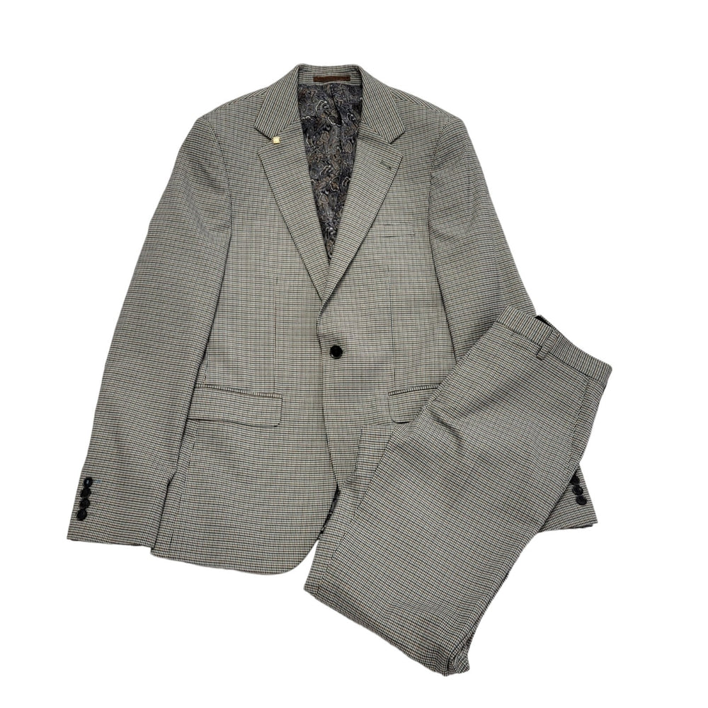 Burton Grey Check 2 Piece Skinny Suit Uk Men's Size S W30 L29 DD417