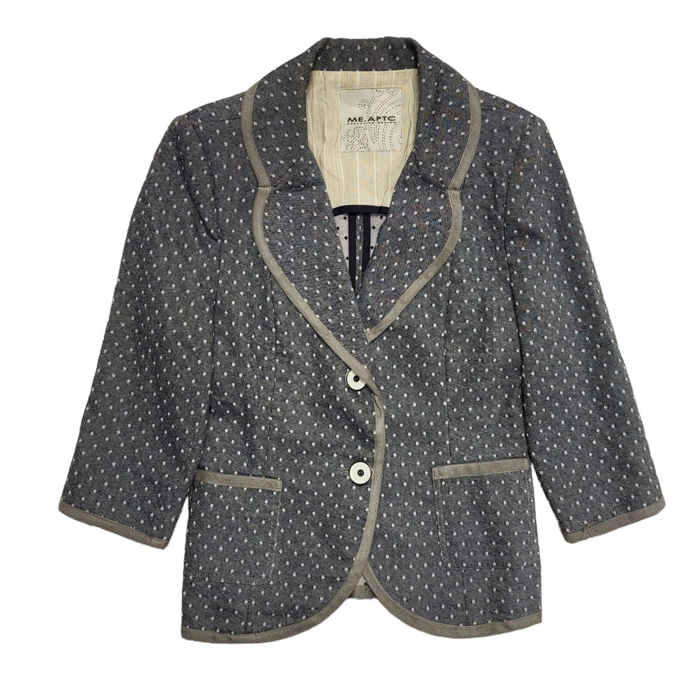 Me Aptc Vintage 90's Grey Polka Do Button Front Blazer Jacket Womens UK Size 12